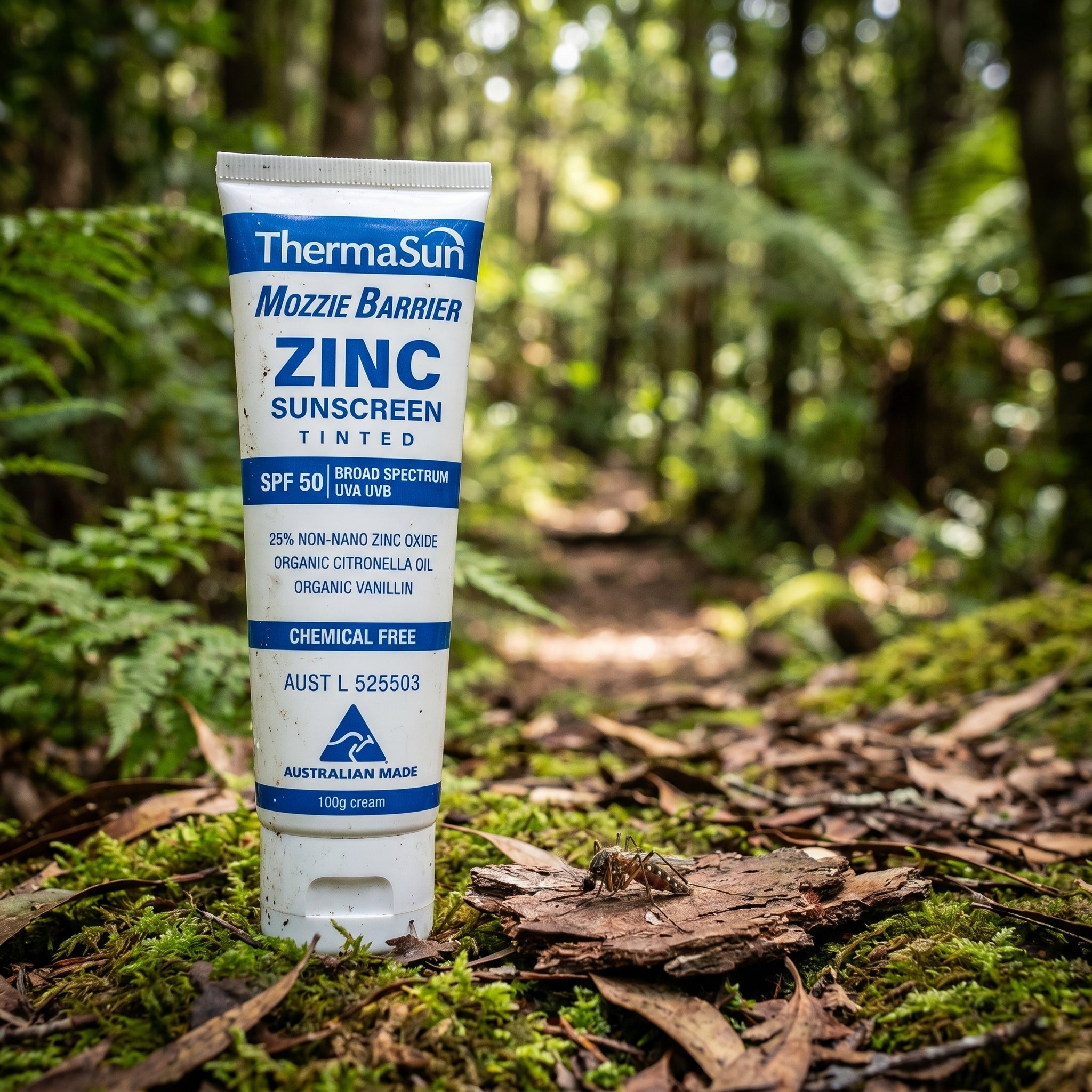 Natural Mozzie Barrier Tinted Zinc Sunscreen SPF50 100g